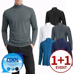 (1+1) 남성 냉감 실크드라이 골프 반목 긴팔티여름 셔츠 긴팔 작업복셔츠 등산 쿨티 기능성 성셔츠 스판셔