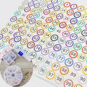 문구 사무용품 숫자 원형 스티커 25mm 학교 분류용 1-100번 컬러 라벨