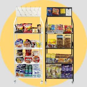 NEW 대형 간식 팬트리 스낵 선반 바퀴 포함 후크5개 선반 철제선반 트롤리