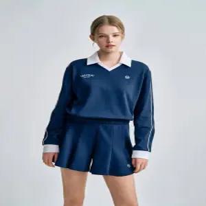 26S 여성 W 더블니트 브이넥 긴팔 폴로 티셔츠 네이비 [TWPQ10361-NYS]