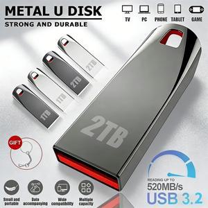USB 3.2 2TB 플래시 드라이브 초고속 데이터 전송 1TB 대용량 초고속 휴대용 저장 장치 세련되고 내구성이