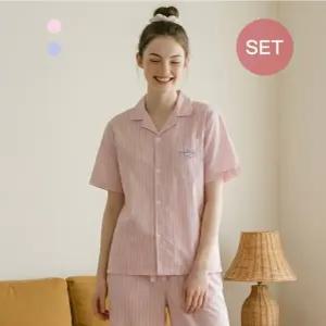 [스타필드 코엑스몰] 공용 면 반팔 7부 팬츠 파자마 세트_ANJS26213