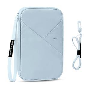 여행 여성용 베키 여권 홀더, 가족용 가방, 서류 정리함 케이스, 남성용 RFID 차단 보호책 지갑, 방수 커버 필수품 신용카드, 돈(블루 그레이, L)
