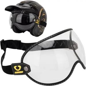 레트로 모터사이클 헬멧 쉴드 버블 바이저 3/4 오픈 페이스 풀 벨 모토-3 (클리어)용 PC 고글 렌즈 교체용