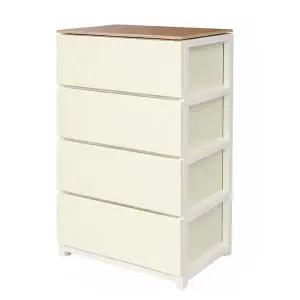 스토빈 와이드 4단 서랍장 우드탑(아이보리)