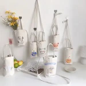 디자인 캔버스 에코 텀블러백 작은 에코백 튼튼한 여행 토트 여자 천 가방 가벼운 미니 크로스백 예쁜