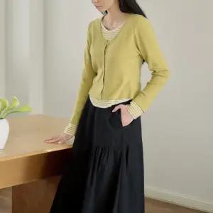 [더나무그림] 여성 스트라이프 이너 라운드넥 가디건 세트 NCP2CD001 레이어셋CD