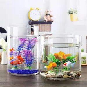 둥근 유리 어항 수조 수조관 가정용 금붕어 원통어항 투명 원통