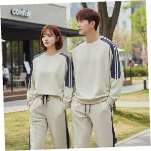 커플 트레이닝복 세트 남녀공용 봄 운동복 맨투맨 조거팬츠 체육복 런닝복 셋업