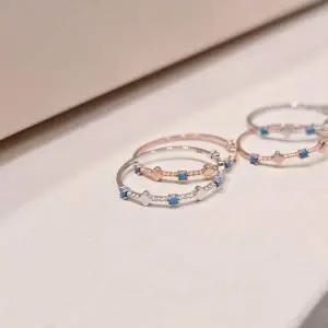 S711 여성 터키석 클로버 포인트 디자인 실 반지 데일리 은반지