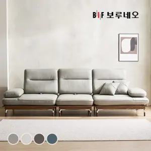 BIF 디에르 헤르 원목 스윙 천연통가죽 4인 소파+스툴