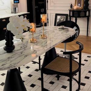 타원형 식탁 가구 테이블 원형 카페대리석패턴 버블 세라믹 130x80cm 심플