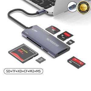 USB 타입 C 올인원 카드 리더기 마이크로 SD TF XD M2 MS 뷰잉 어댑터 알루미늄 합금 메모리 6 in 1 라이팅