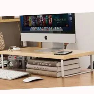 [골드스마일]우드 철제 수납형 컴퓨터 받침대 모니터 책상 데스크선반 우드선반