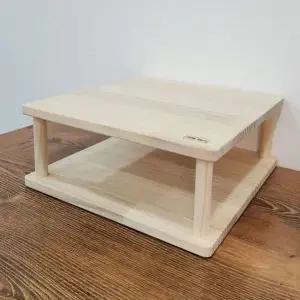 [골드스마일]원목 데스크 책상 수납 받침대 나무 모니터 사무용 원목탁상선반