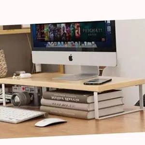 우드 철제 수납형 컴퓨터 받침대 모니터 책상 데스크선반 우드선반