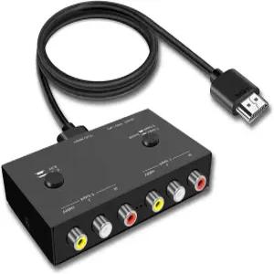 WiI N64 PS/2/3 DVD 플어 등을 2포트 RCA HDMI 변환 어댑터 2 in 출력