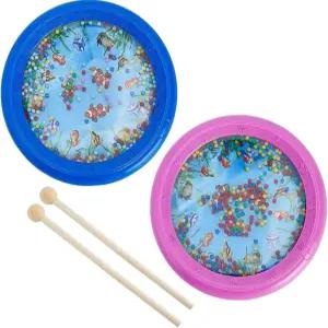 OLYCRAFT 2Pcs 오션 드럼과 우드 스틱 웨이브 비드 물고기 패턴 7인치 바다 사운드 음악 타악기 가정용품용