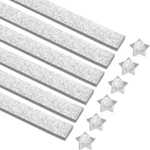메카닉시티 360장 오리가미 종이 글리터 스타즈 초급 예술 공예 프로젝트를 위한 실버 폴드 0.4 x 9.5 인치