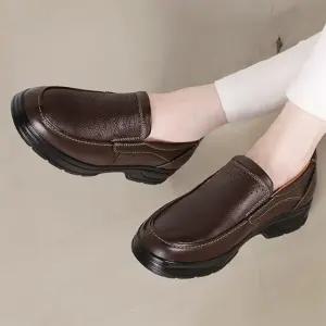 남성 일상 소가죽 편안한 쿠션 캐주얼 슬립온