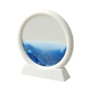 슬로우 모래멍 샌드 아트 액자 화이트 블루 탁상 시계 인테리어 움직이는