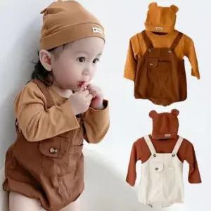 인싸바디수트 오톰 곰돌이 멜빵바디슈트 모자세트 204468