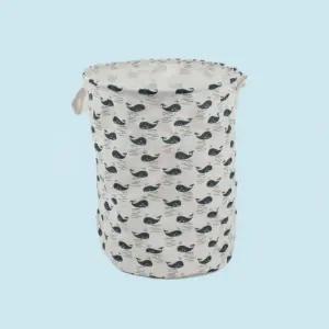 고래 린넨 패브릭 장난감정리함 대용량 접이식 빨래바구니 수거함 다용도 수납함