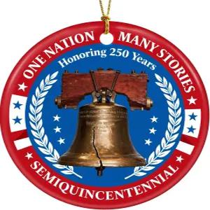 250주년 기념 미국 애국 크리스마스 장식품 종 기념품 - 도자기 스타일3