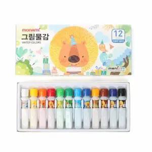 [셀러에이드]12색 수채화 물감 세트 블루 색상 초등학생 그림 화방용 용품