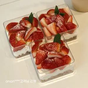 정성을 담은 정담 (12개입) 플라스틱 티라미수용기 보틀케이크용기 카페디저트 포장 정사각 소형 325ml