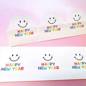 제이유닉 해피뉴이어 스티커 답례품 선물 포장 새해 감사 스마일 스티커