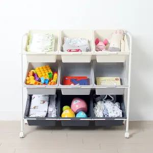 엠리빙 장난감정리함 이동식 장난감정리대 수납 트롤리 3단