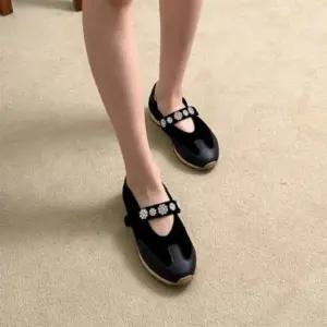 여성 일상 큐빅 메리제인 발레리나 플랫슈즈