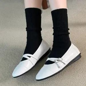 여성 로우힐 스트랩 버클 메리제인 플랫