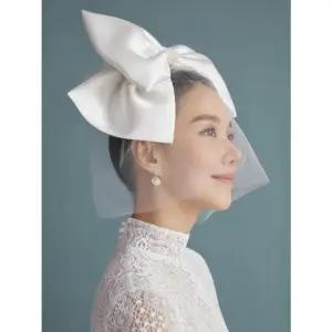 웨딩모자 신부 헤어 악세서리 왕리본 웨딩촬영 머리핀