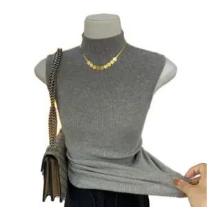 나시 폴라 나시탑 소매 여자 데일리 중년 목티