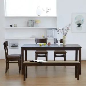 앨빈 민트 6인 원목 식탁세트(의자3+벤치1)