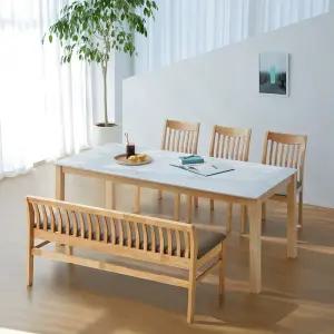 앨빈 제시 1800 6인 세라믹 식탁세트 (의자3+벤치1)