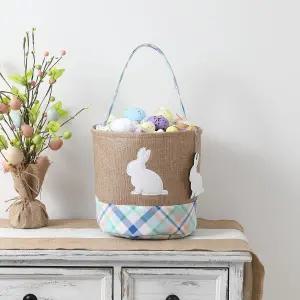 부활절 바구니 - 소년 소녀를 위한 DIY 빈 나무 토끼 태그가 있는 달걀 사냥 사탕 선물 보관소 불