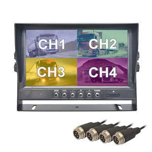 DIYSECUR 9인치 CVBS 4채널 4분할 쿼드 스크린 디스플레이 후방 카메라 차량 트럭 버스 후진 백업 12V-24V