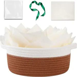 손잡이가 있는 빈 OIAHOMY 선물 바구니 12 x 8 5 작은 직조 가방 리본 및 랩 티슈 종이 정리용 개 장난감