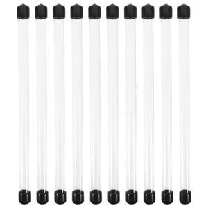 10Pcs 투명하고 견고한 실험실 튜브 230Mm 길이 12Mm 직경 검정색 캡 향 스틱 홀더 DIY 공예용 원형 플라스