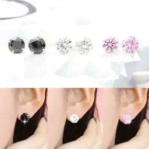 14K GOLD 7mm 큐빅 금 귀걸이 3종 택1 선물 여자 여성 데일리 베이직 레이어드