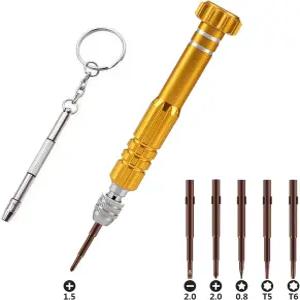 Mr.ZzjOOj 6-in 소형 드라이버 세트 S2 스틸 마그네틱 키트와 미니 수리 휴대폰 전자제품 시계 골드