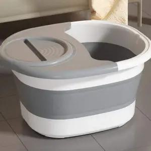 [에이치플러스몰]휴대용 뚜껑형 족욕통 다리 보온 족욕기 지압 발세척통 접이식