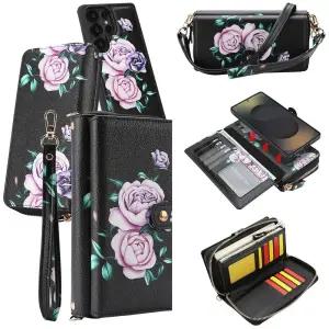 LITOU 삼성 갤럭시 S26 폰 케이스 크로스바디 지갑, 탈착식 자석, 카드 홀더, 손목 랜야드 스트랩, 남성 여