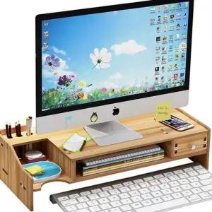 받침대 다용도 데스크 컴퓨터 모니터 원목 사무용 수납형