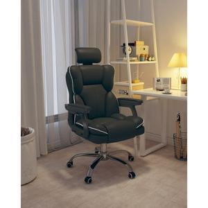 받침대가 있는 게이밍 의자 등받이 높은 사이즈 컴퓨터 게임용 사무실 갈색 가죽