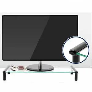 [골드스마일]TBZ 컴스 모니터받침대 블랙 투명유리 520x210 모니터별도