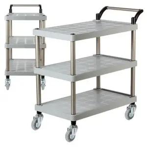 [하프클럽/셀러허브]플라스틱 PP 3단 대 무소음바퀴 서빙카 식당